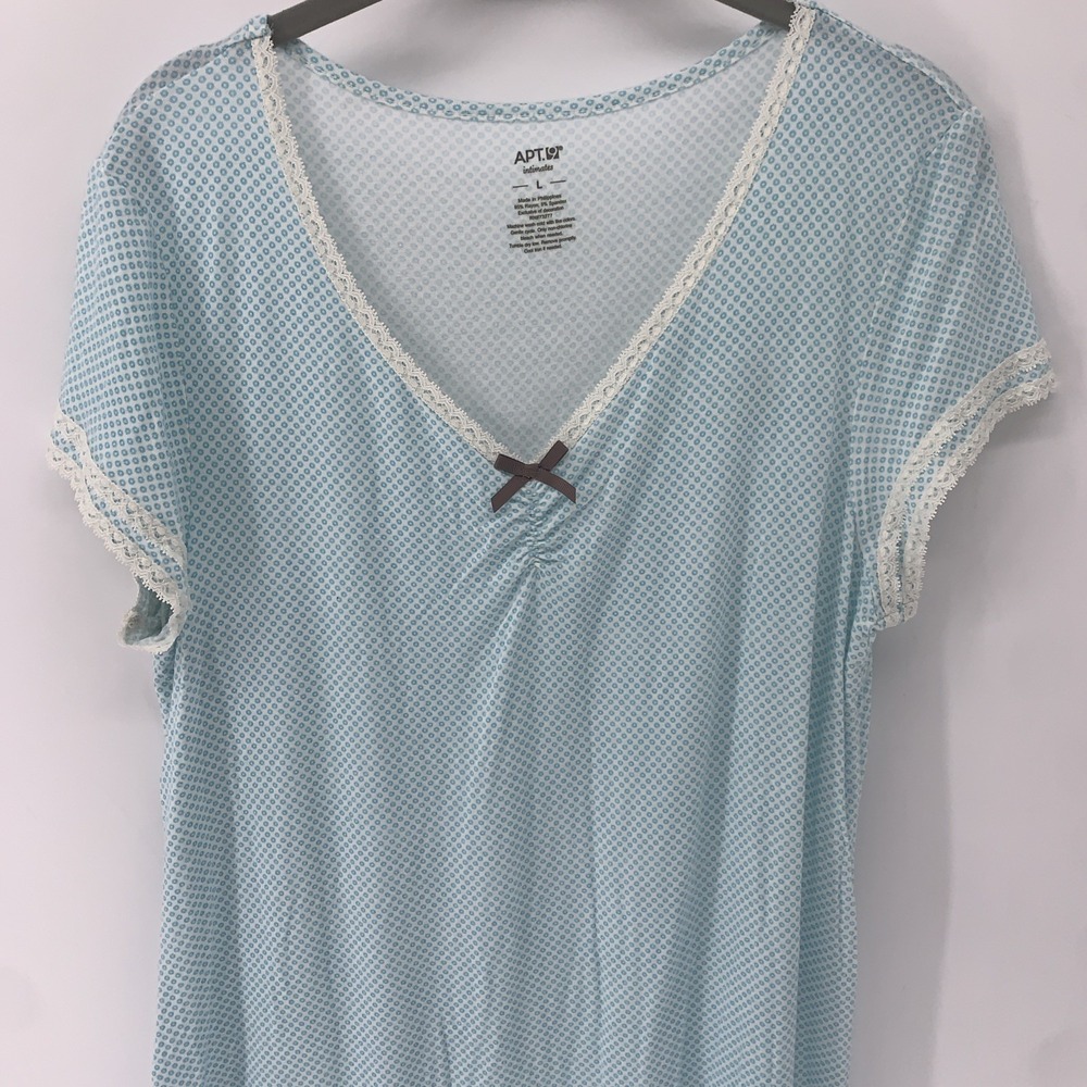 Apt. 9 Intimates Chemise Floral Nightie Baby Doll Blue With White Accents Large
